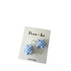 Spring new blue and white checkered ballet-style cute girls and sweet girls, versatile and adorable star bow children's hair accessory and headwear set Item Picture